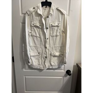 Free People - Womens 100% Cotton Beige Cargo‎ Jacket with Pockets - Size Small